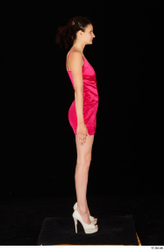 Tiny Tina dressed high heels pink dress standing whole body  jpg